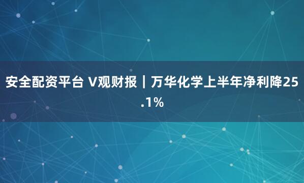 安全配资平台 V观财报｜万华化学上半年净利降25.1%