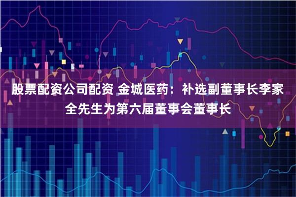 股票配资公司配资 金城医药：补选副董事长李家全先生为第六届董事会董事长